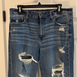 Eunina Frankie Mid Rise Girlfriend Jeans in Blue Size 15